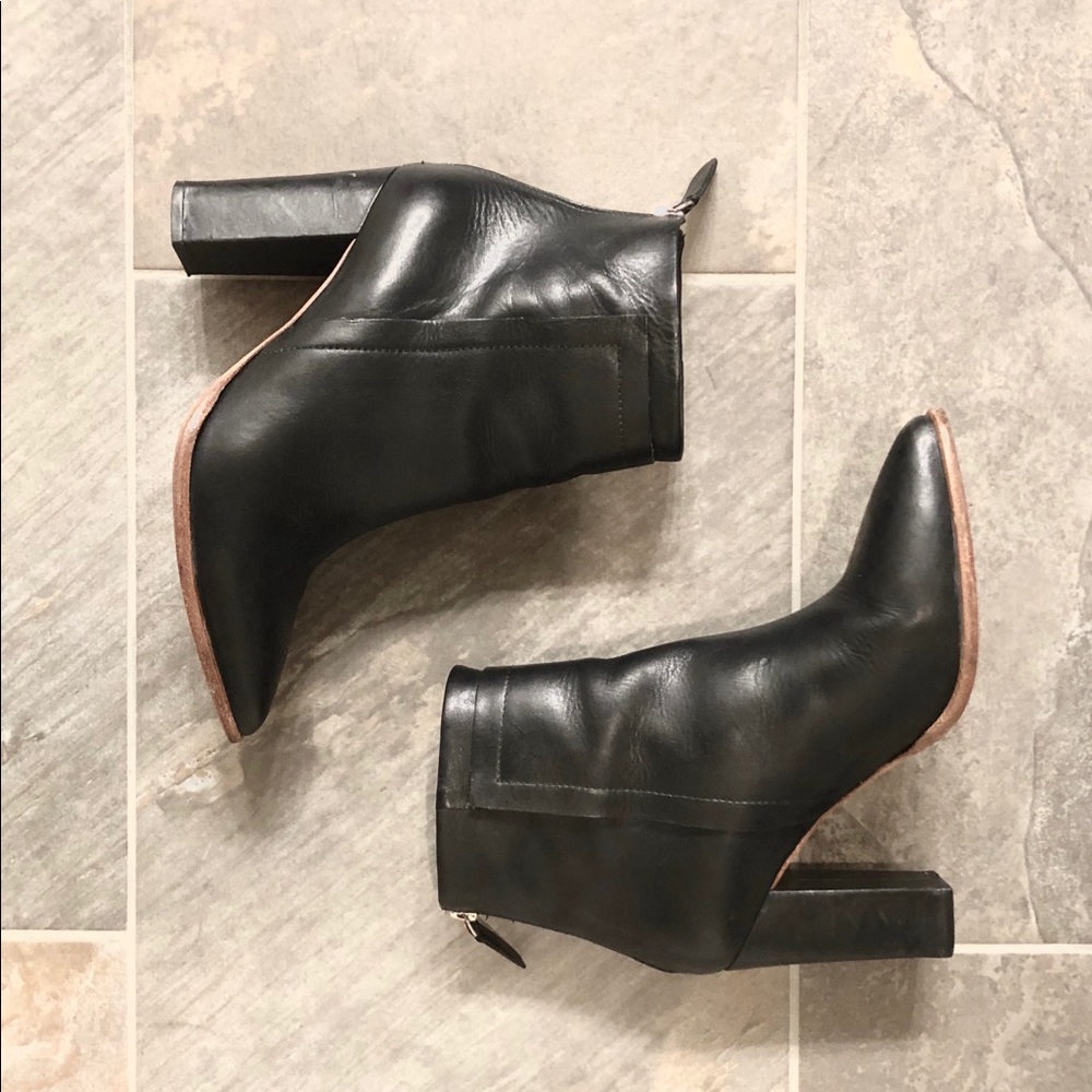 Loeffler Randall Black Leather Pointed Heeled Boot